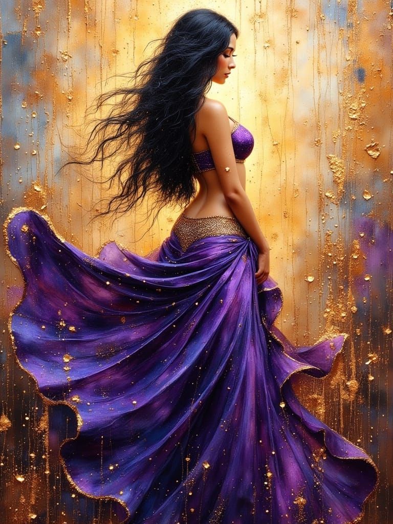 Beautiful Oil Painting of a Modest Belly Dancer