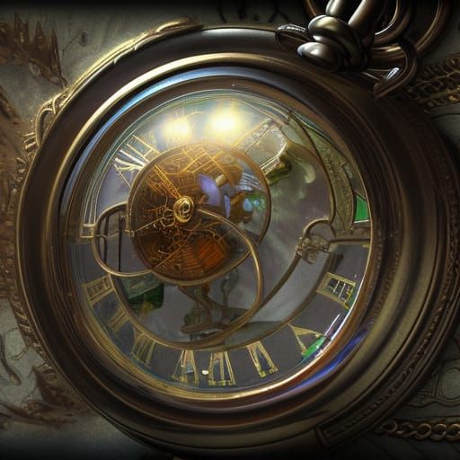 Cityscape Inside Pocket Watch: Detailed Matte Painting