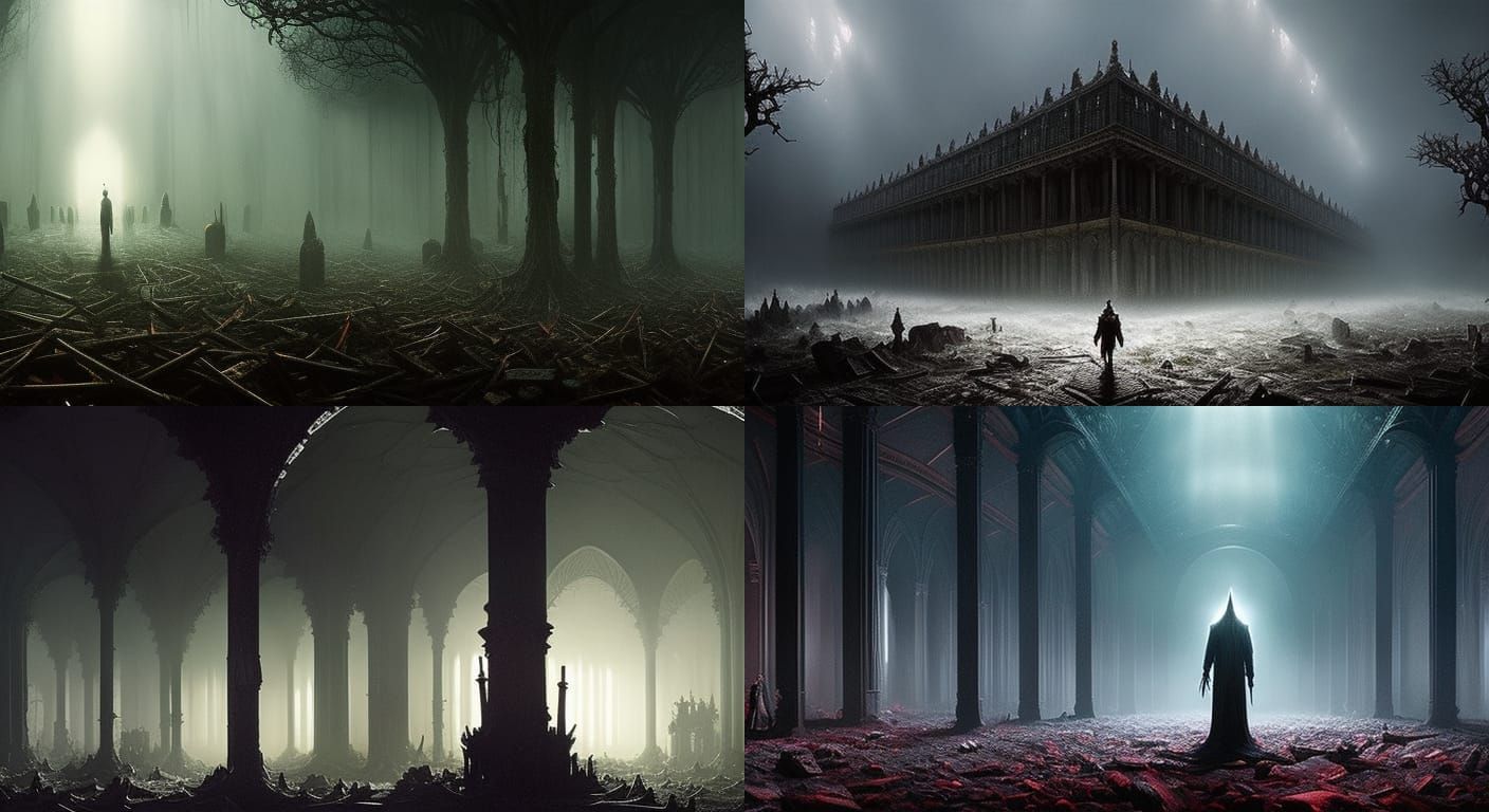 Eerie Nightmare Horror Masterpiece in Volumetric Lighting