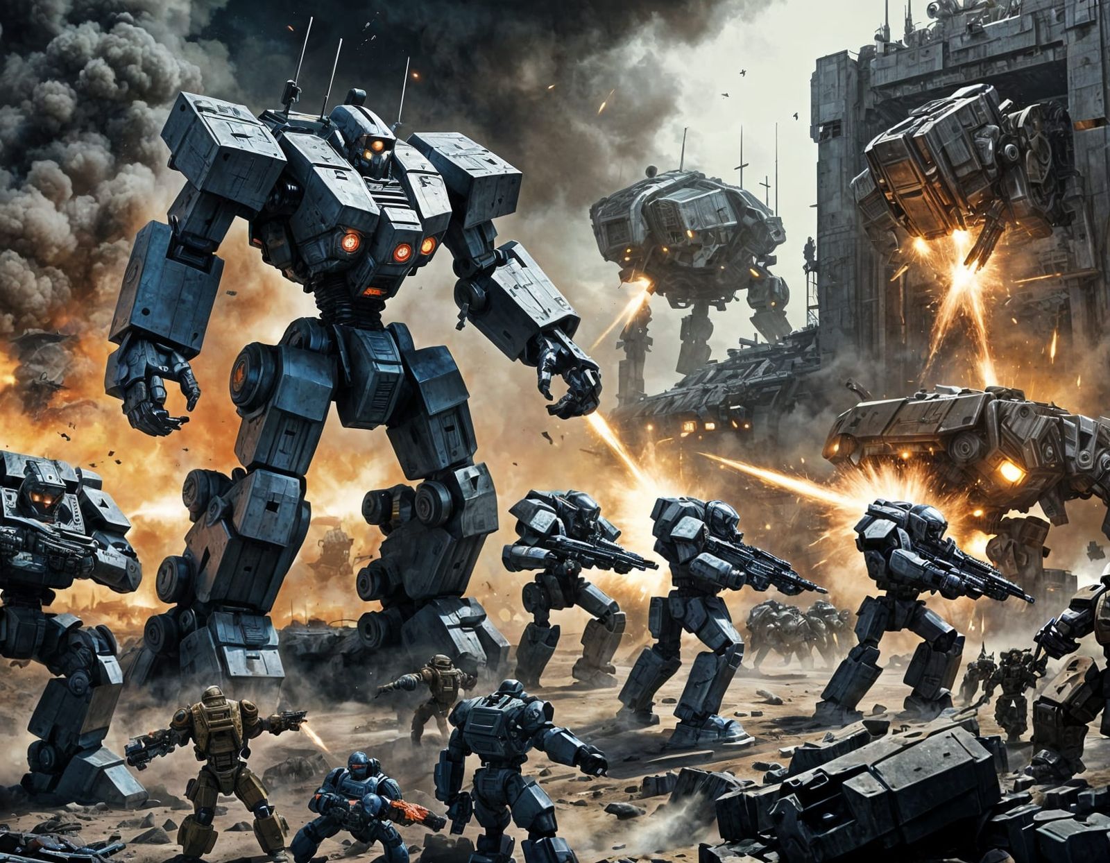 Epic Mech Warriors Battle in Sci-Fi Style