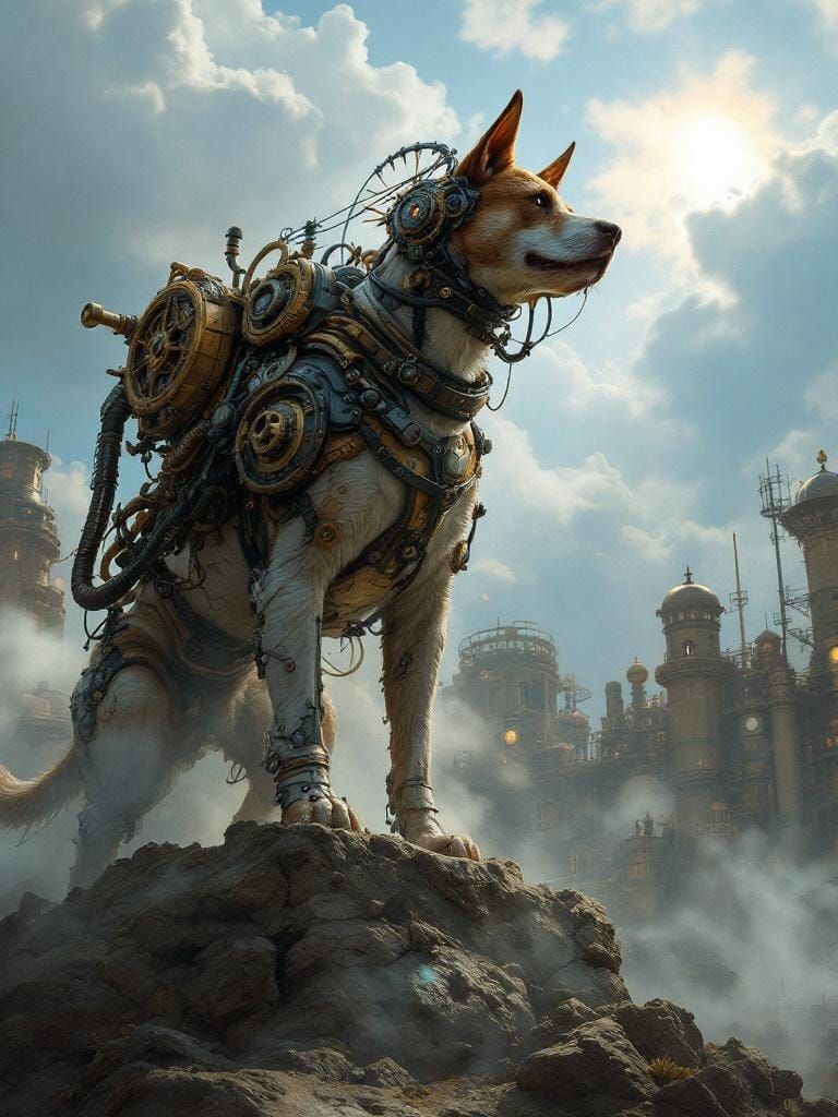 Steampunk Dog in Morning Light, Detailed Design