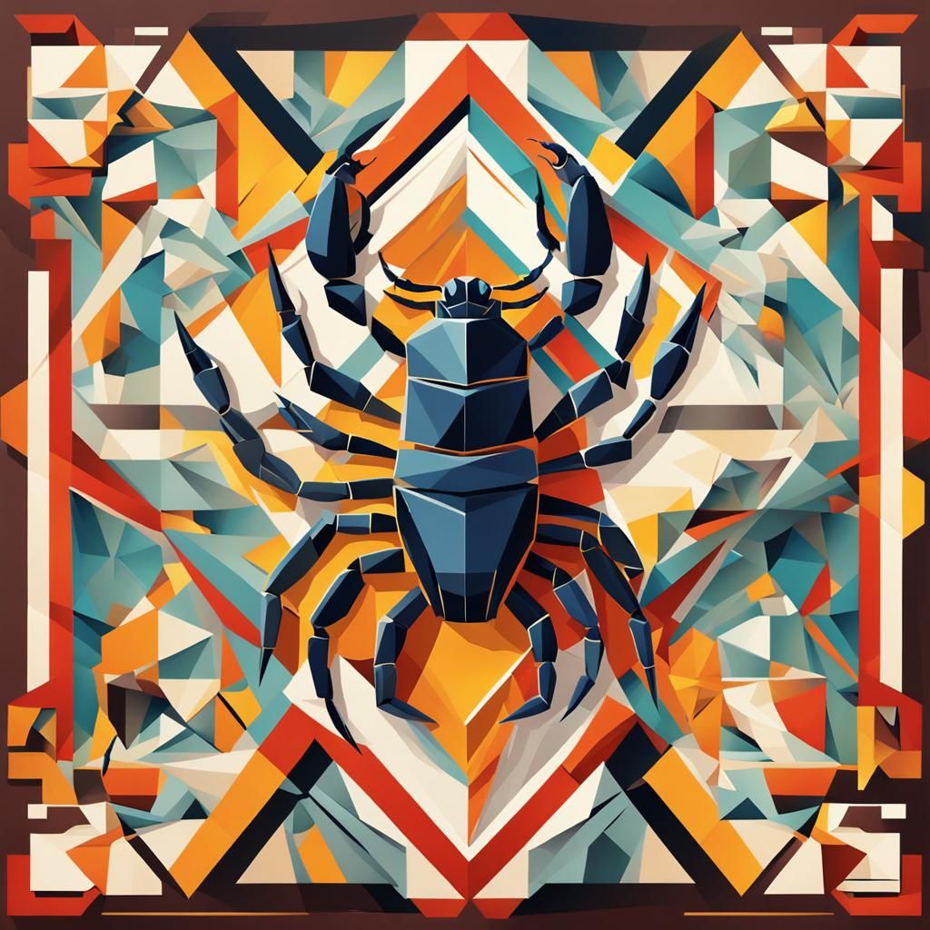 Cubist Scorpion in Geometric Fauvism Style
