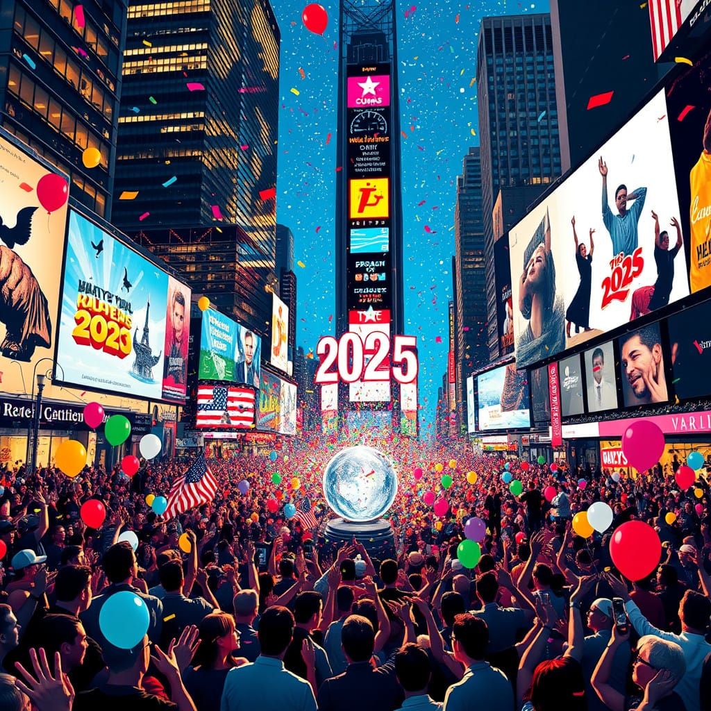 Neon New Year's Celebration in Times Square