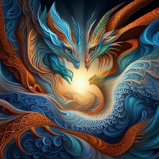 Epic Dragon in Abstract Vector Fractal Design