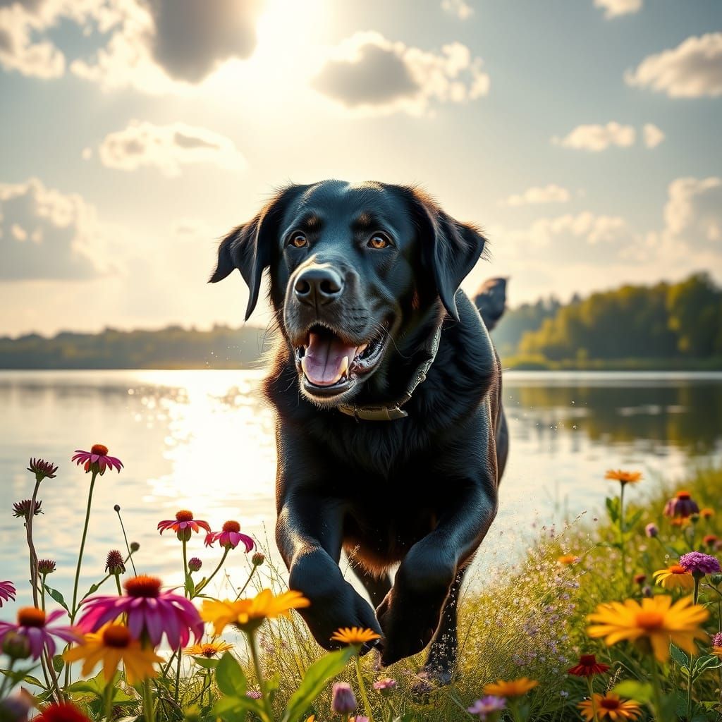 Labrador Retriever Moonspinner Hybrid in Fairytale Landscape