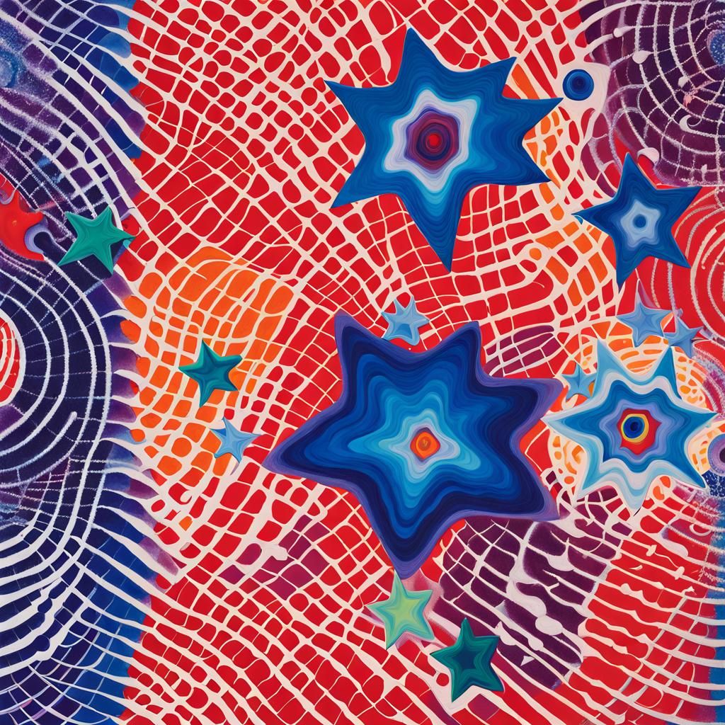 Abstract Geometric Stars in Naive Art Style