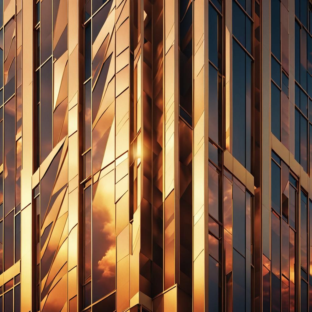 Art Deco Skyscraper at Sunset: Retro-Futuristic Digital Art