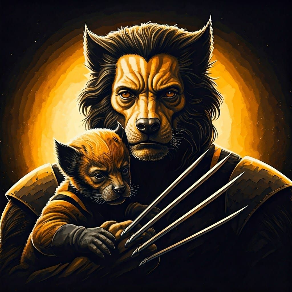 Portrait of a baby wolverine and mother. I intended to get t...