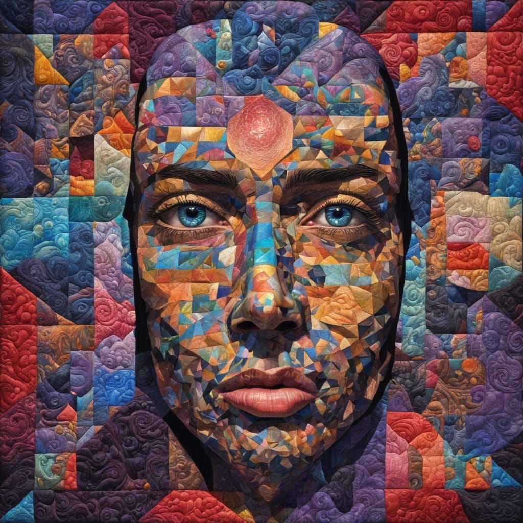Disjointed Faces in Cosmic Quilted Art