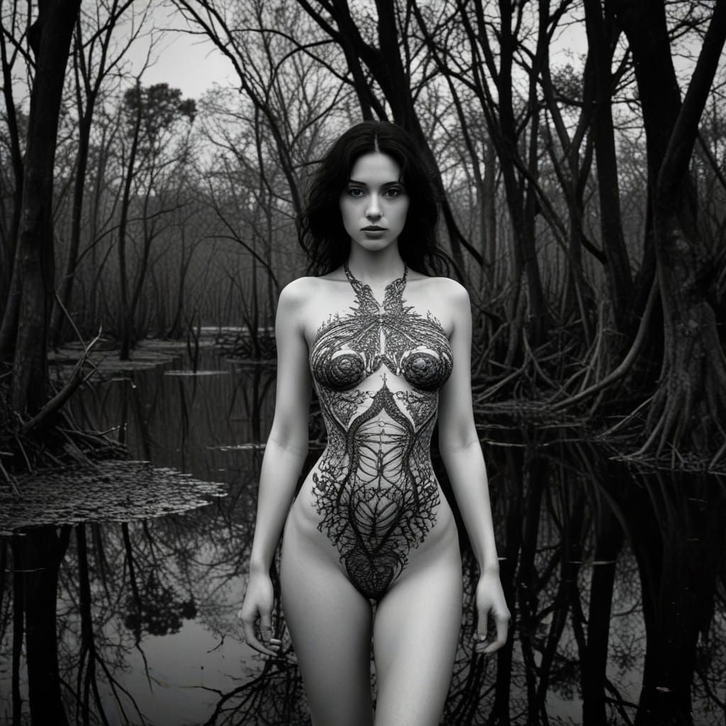 Ethereal Mangrove Goddess in Chiaroscuro