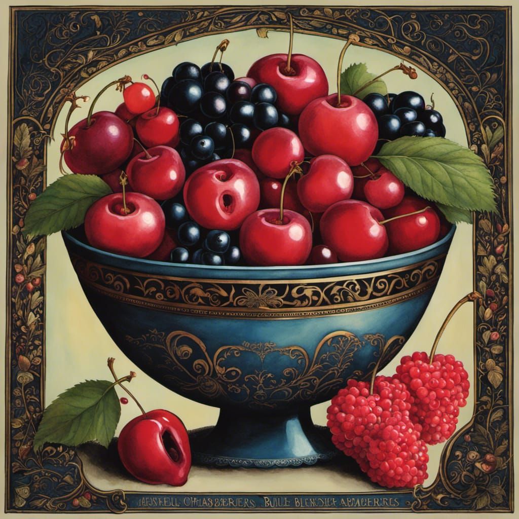 Opulent Fruit Bowl Illustration