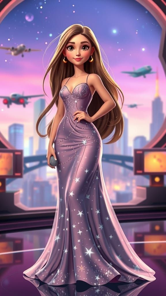 Futuristic Starlight Singer on Stage in 3D Animation