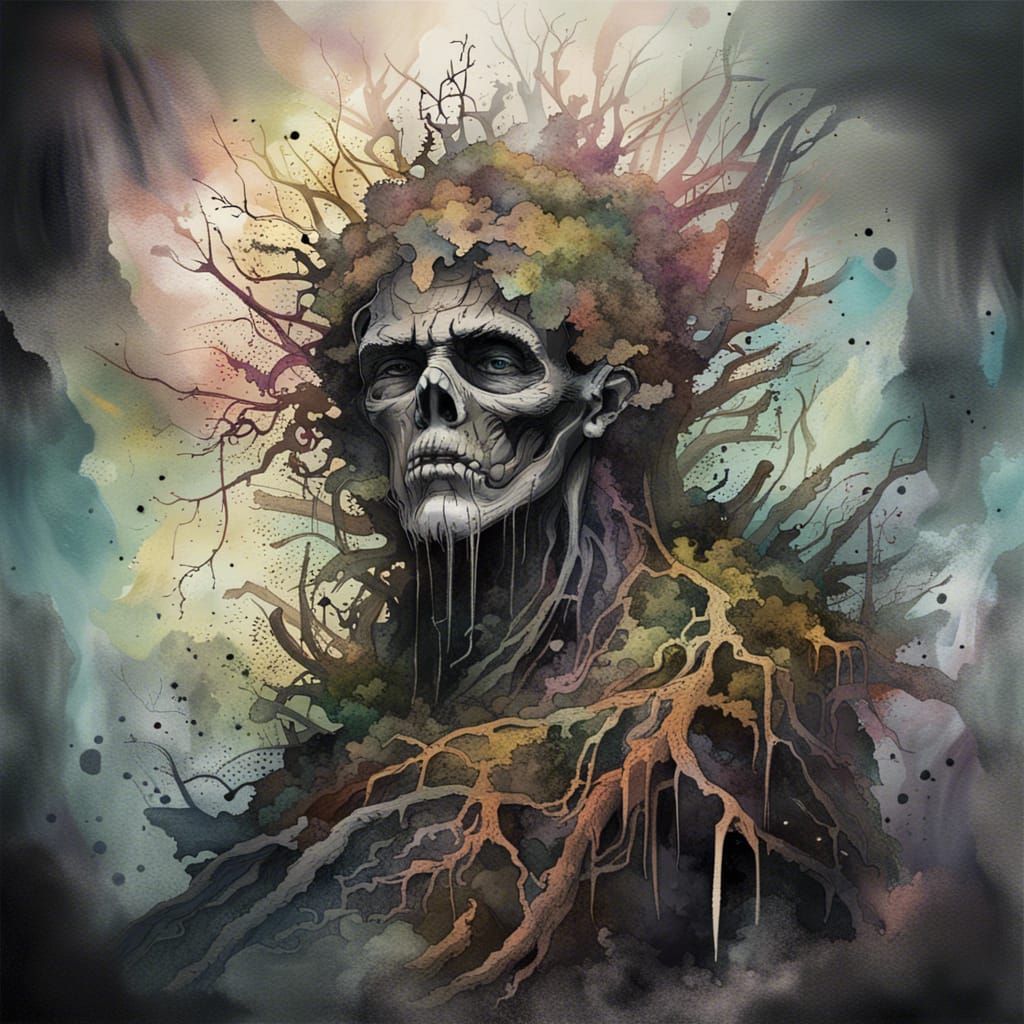 Dreamlike Watercolor of an Evil Spirit