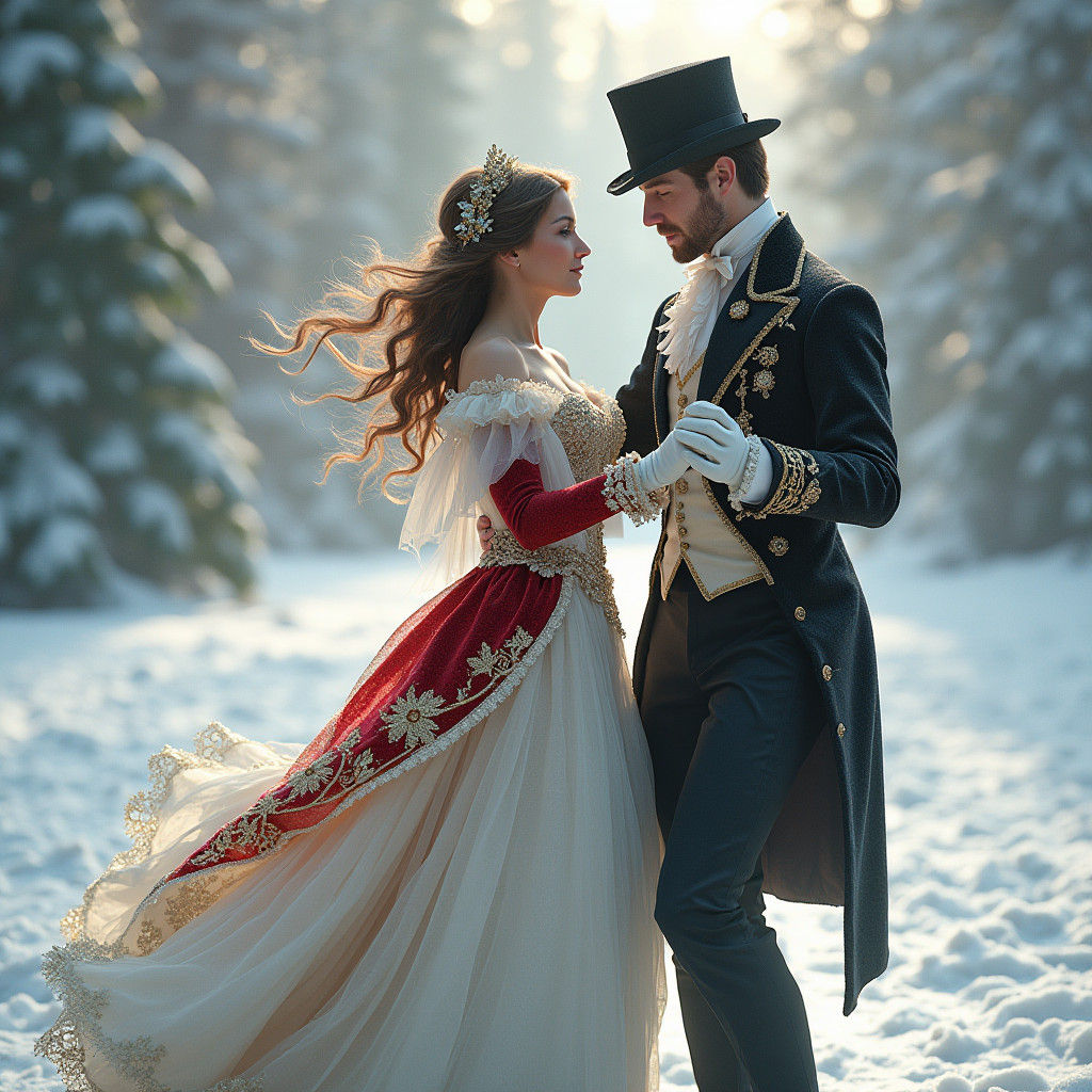 Victorian Christmas Dance on Ice: Digital Art