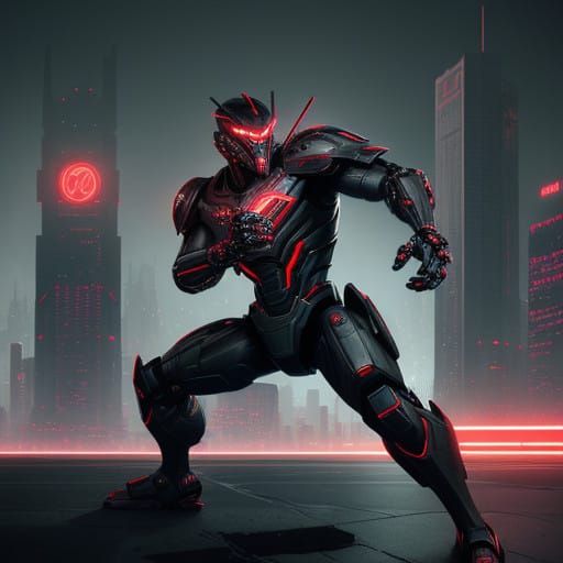 Sleek Combat Robot Executes Flawless Kempo in Futuristic Cit...