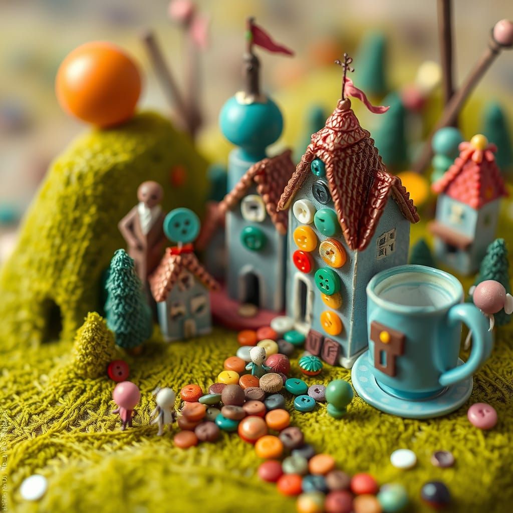 Miniature Town Made of Everyday Objects: Surreal Whimsy
