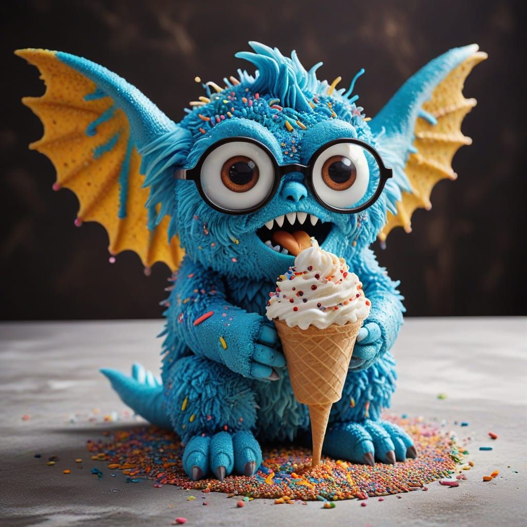 Ice Cream Monster with Wings and Sprinkles