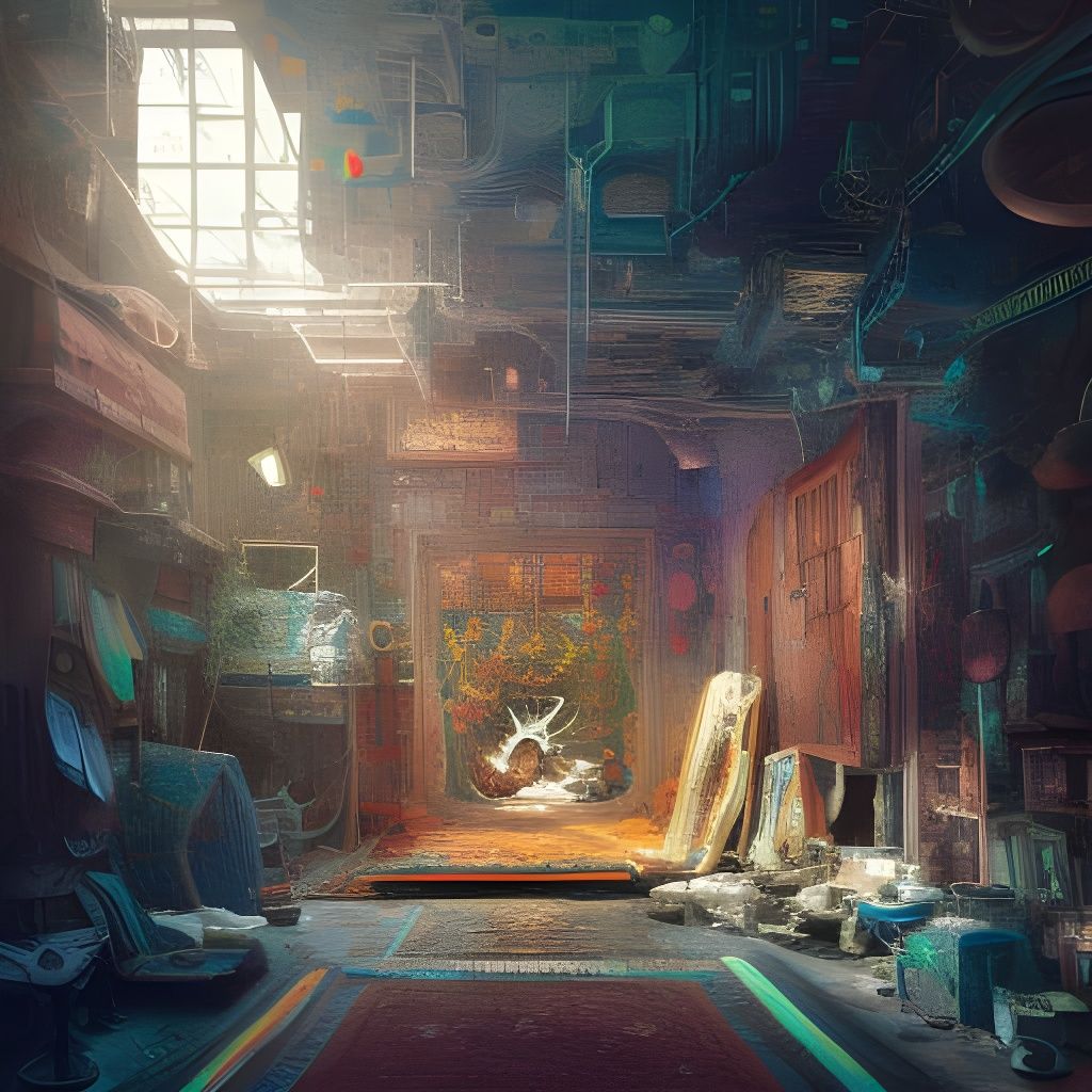 Obsidian Damascus Rainbow House: Detailed Cinematic Photo