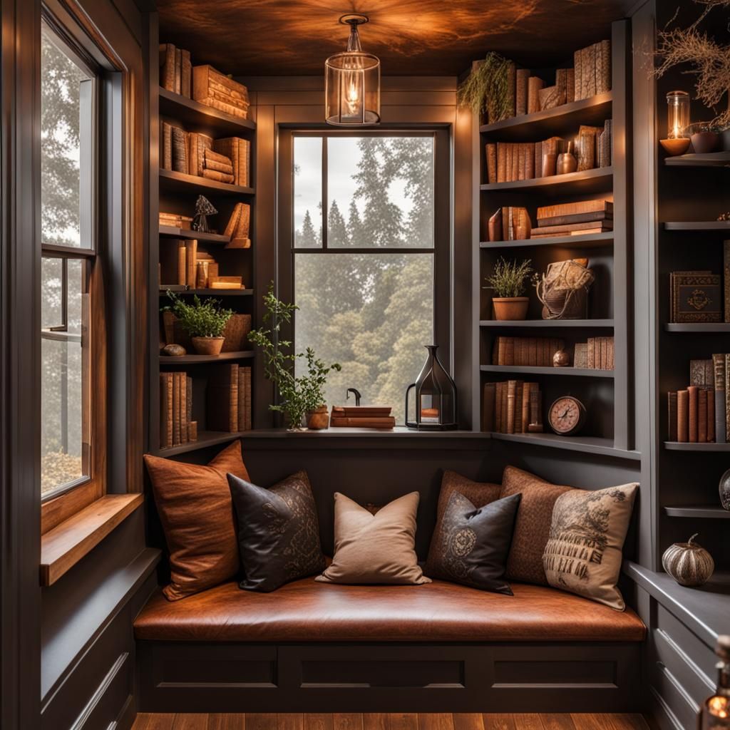 Cozy Witchy Book Nook with Built-in Bench