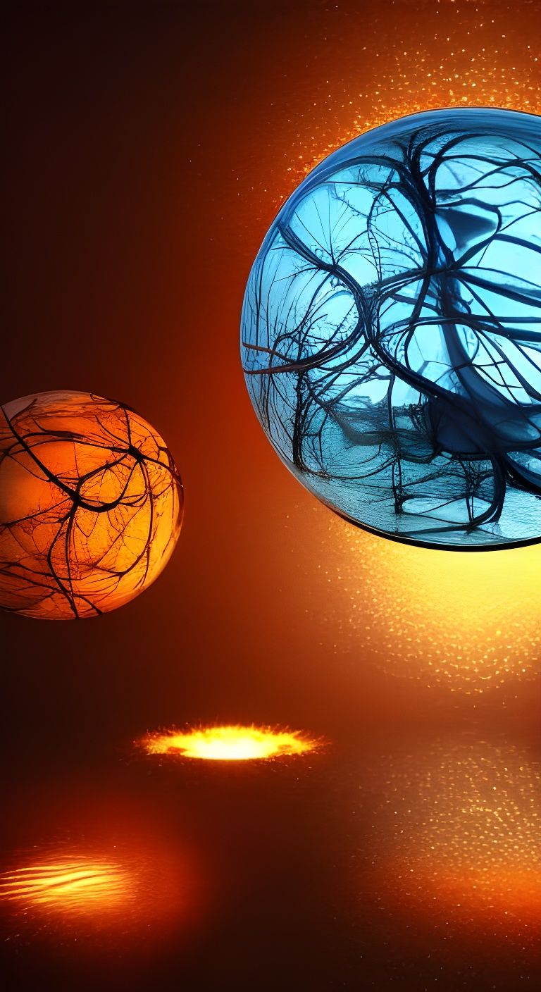 Angels in Fiery Glass Orbs: Epic Cinematic Scene