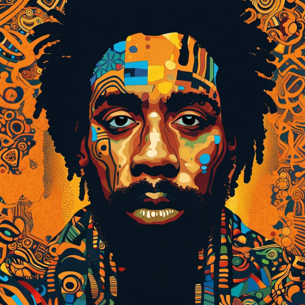 Psychedelic Hip Hop Portrait in Klimt Style