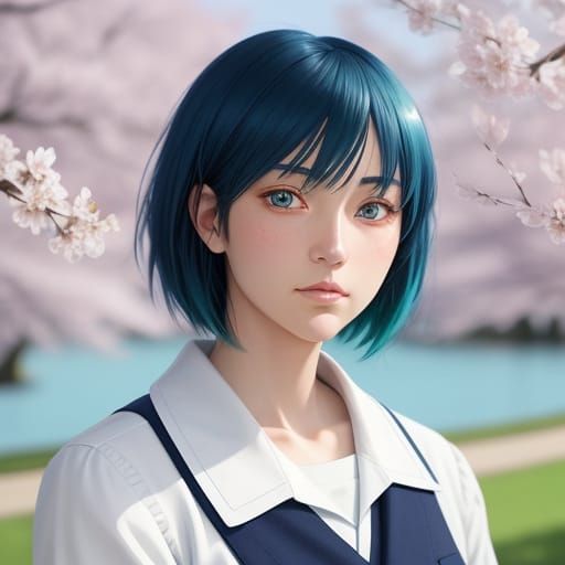 Vibrant Anime Girl in Oil Painting Style