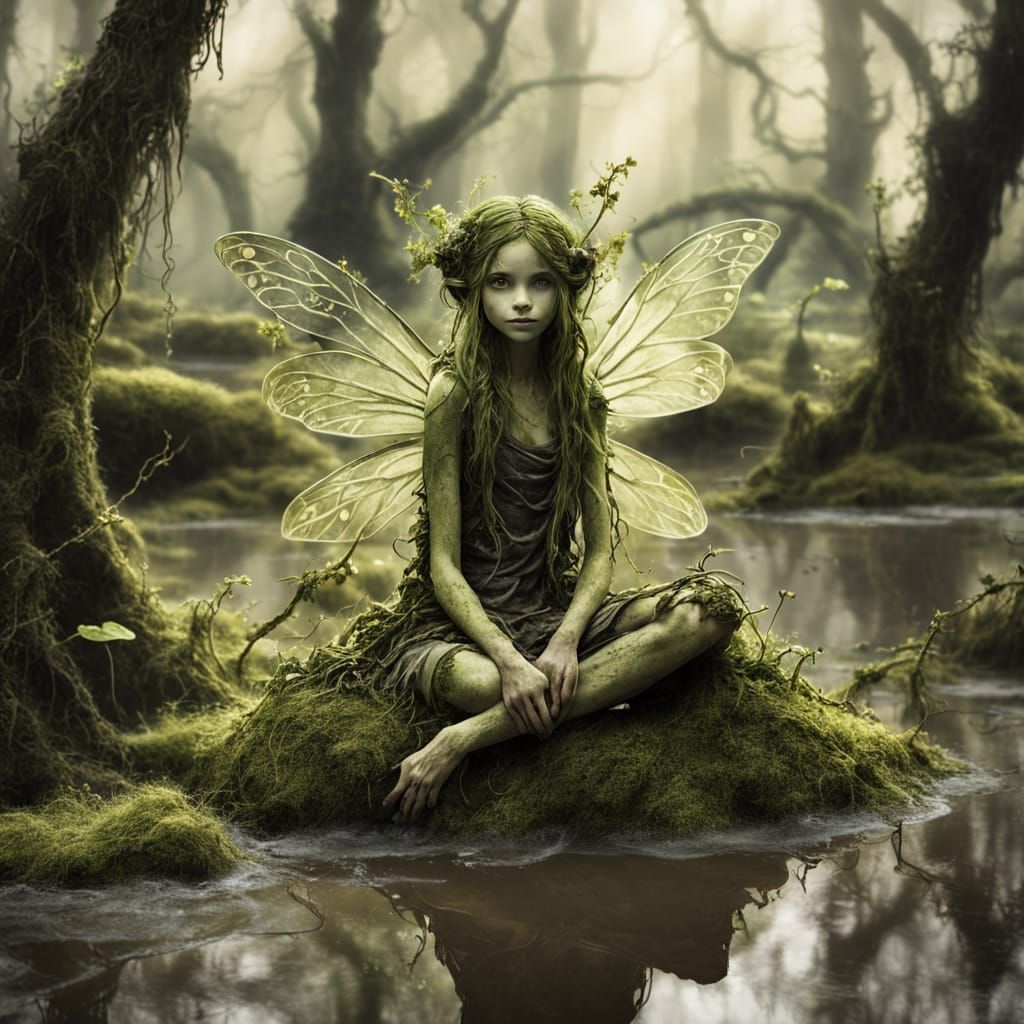 Ethereal Swamp Fairy Covered in Natural Elements