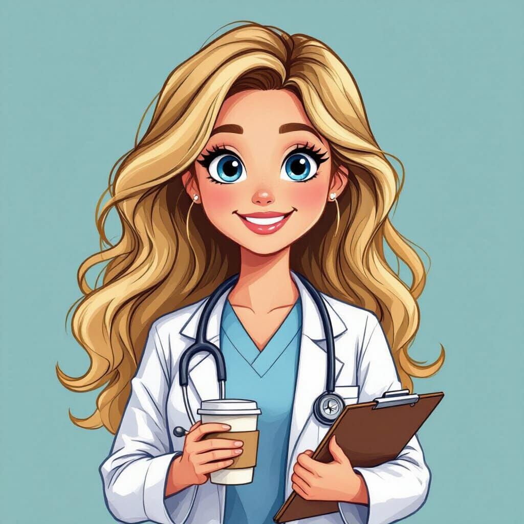 Friendly Cartoon Doctor in Pastel Colors