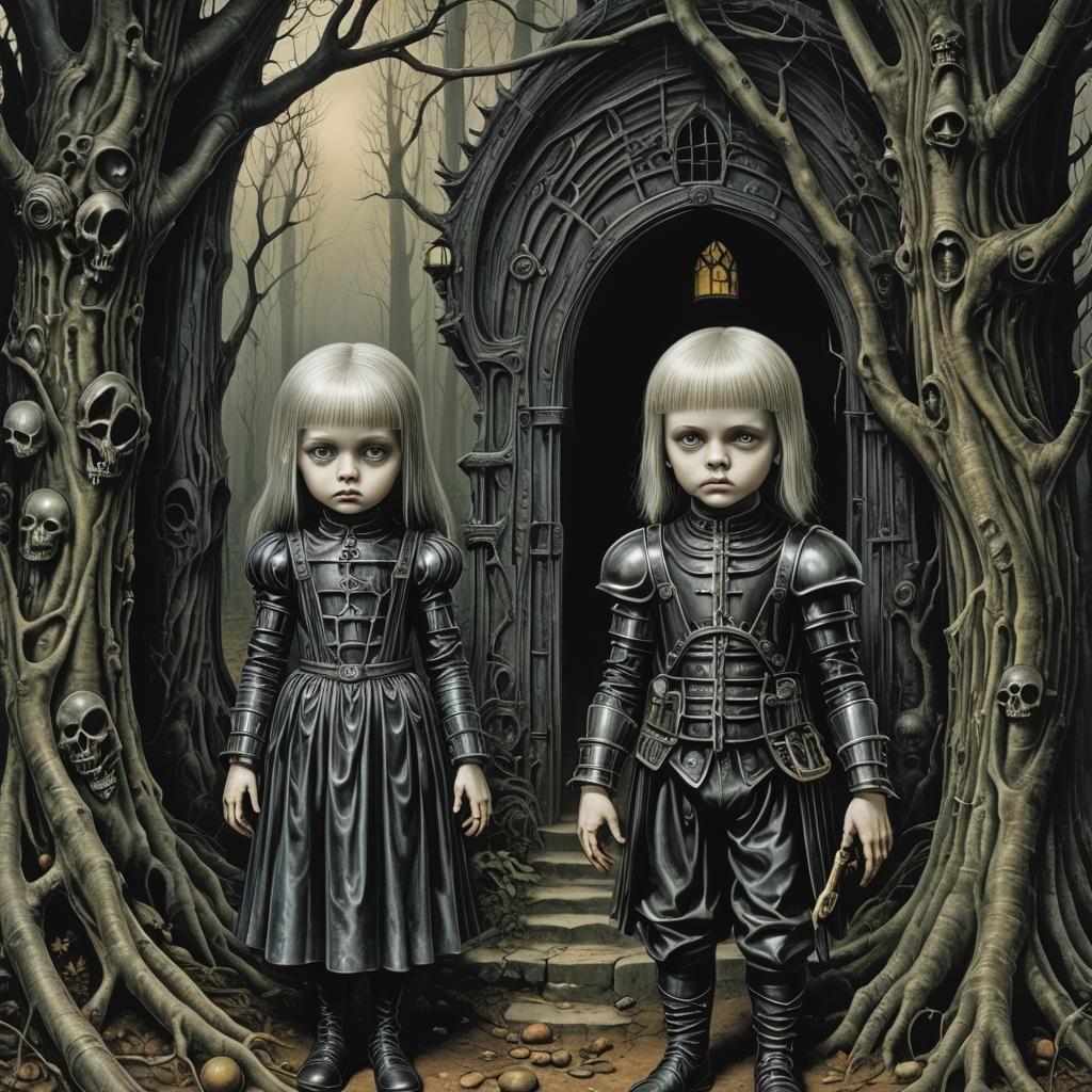 Hansel and Gretel in Biomechanical Fairy Tale Style