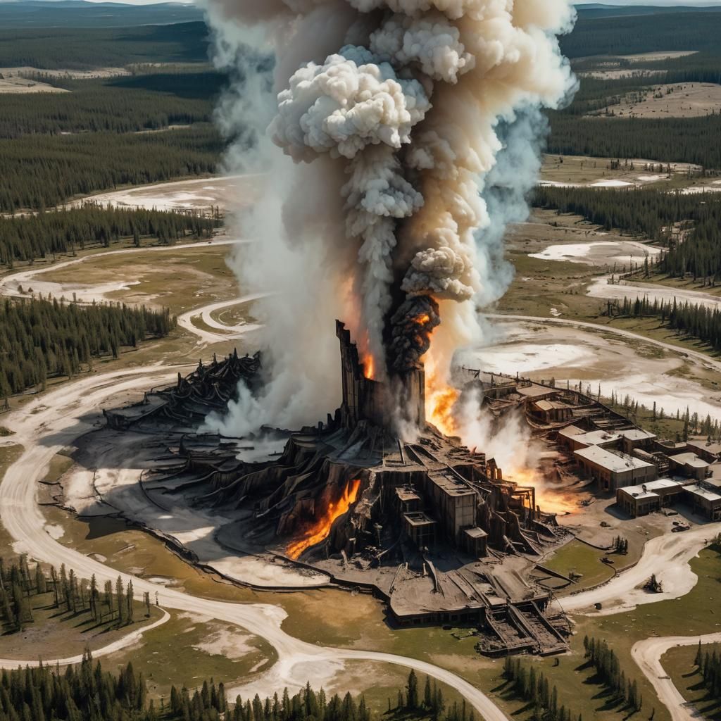Apocalyptic Yellowstone: Steampunk Old Faithful