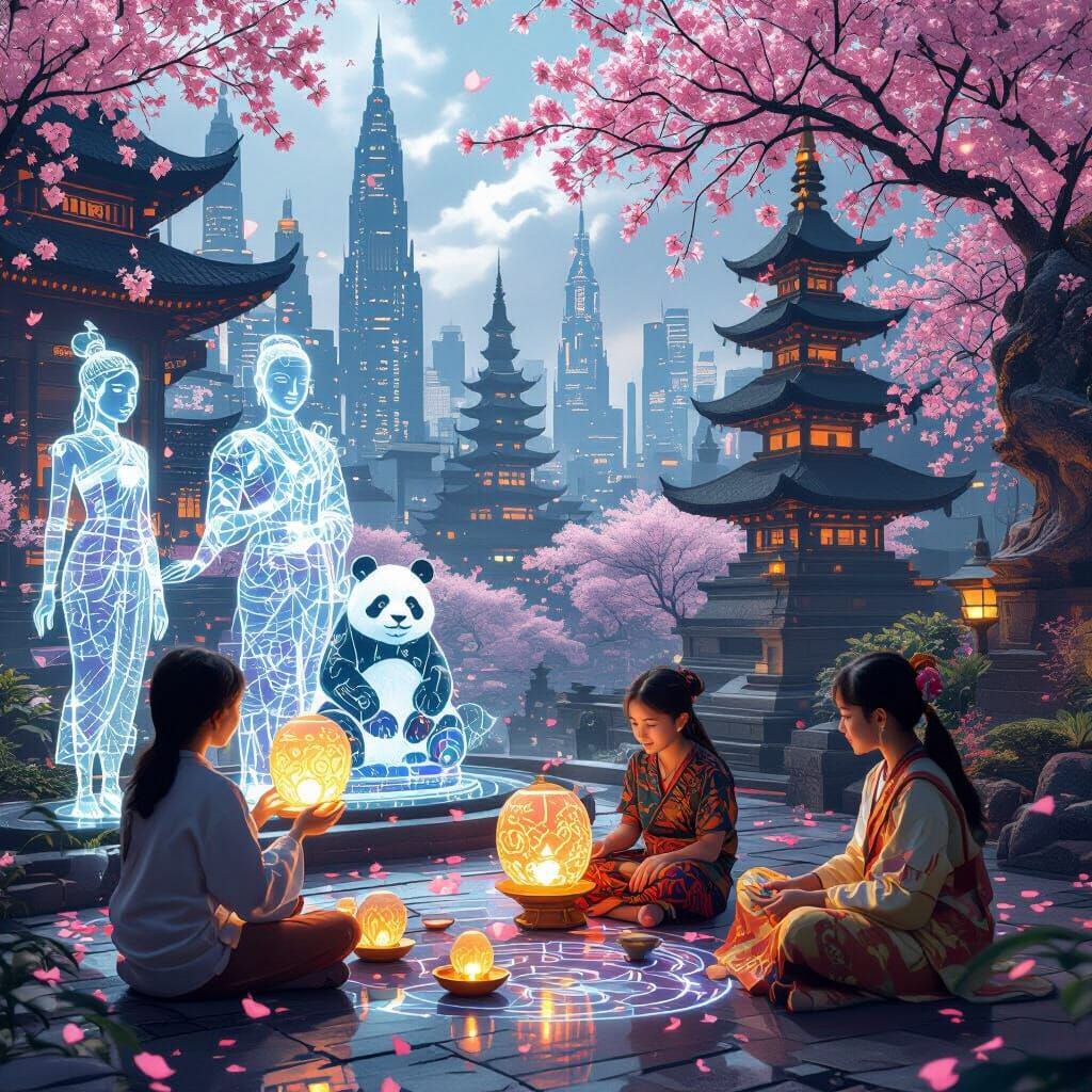 Futuristic ASEAN+3 City: Humans and AI Collaborate