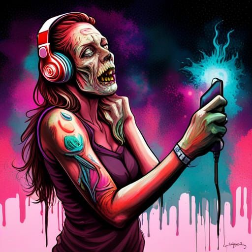 Zombie in Space: Graffiti Art Style