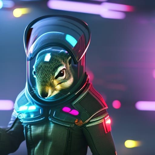 Squirrel in Spacesuit: Cyberpunk Space Concept Art