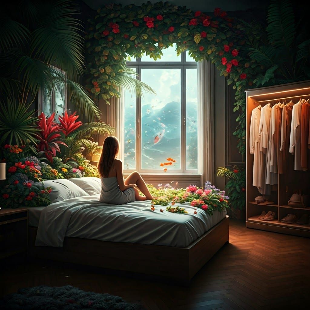 Surreal Garden Bedroom Inspired by Abstract Realism