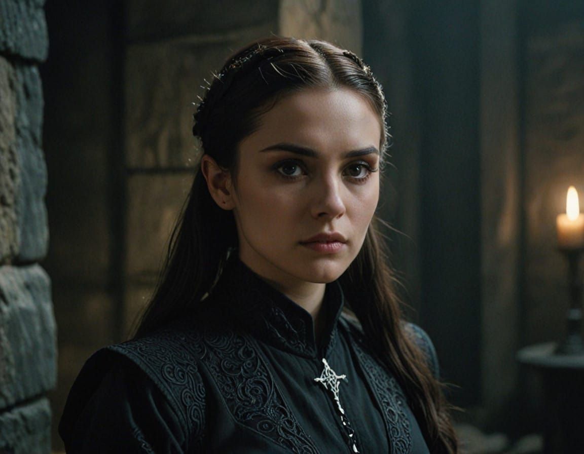 Gothic Enchantress in Mysterious Occult Chamber