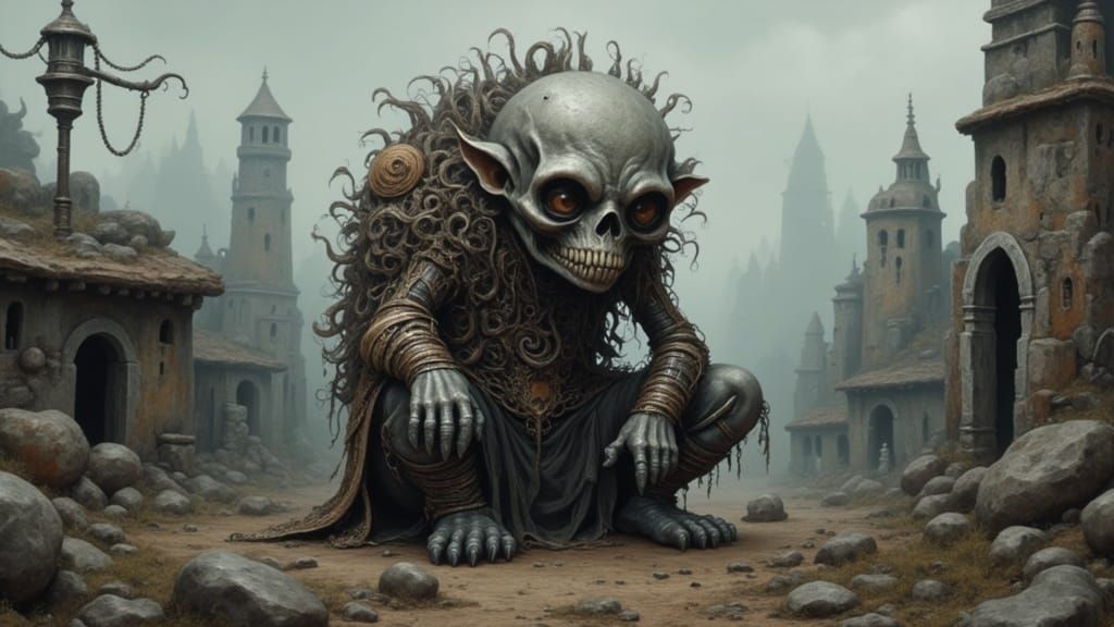 Giant's Weary Face in Ornate Fantasy Style