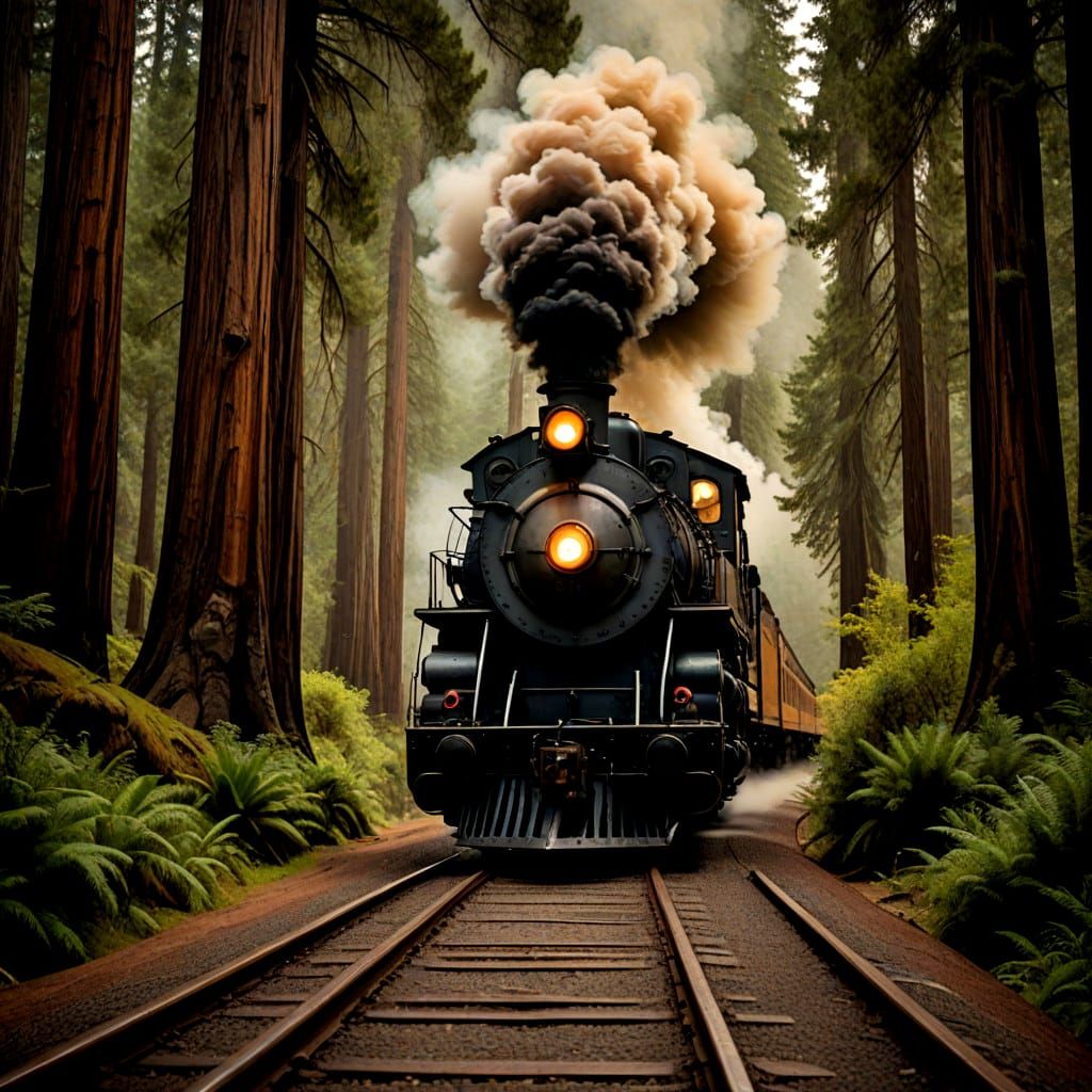 Romantic Steam Train Ride Through Towering Redwood Forests