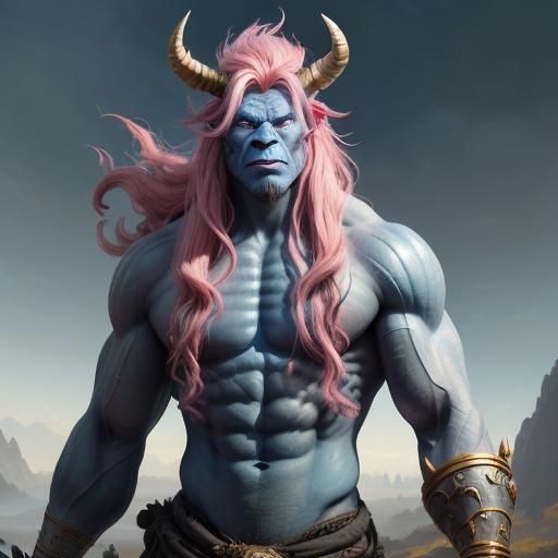 Fantasy Troll with Pink Hair in Dark Concept Art