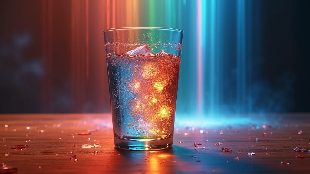Rainbow Light Refraction on Crystal Glass