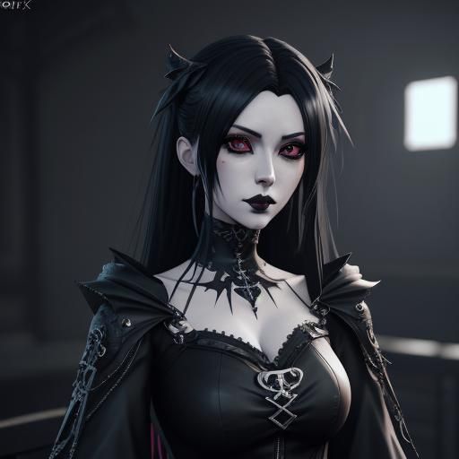 Anime Goth Girl in Detailed 3D Aesthetic
