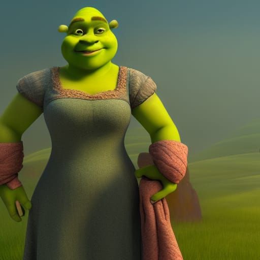 Shrek as a Woman: Detailed Fantasy Art