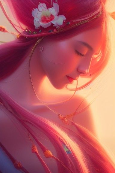 Cherry Princess Portrait in Volumetric Lighting