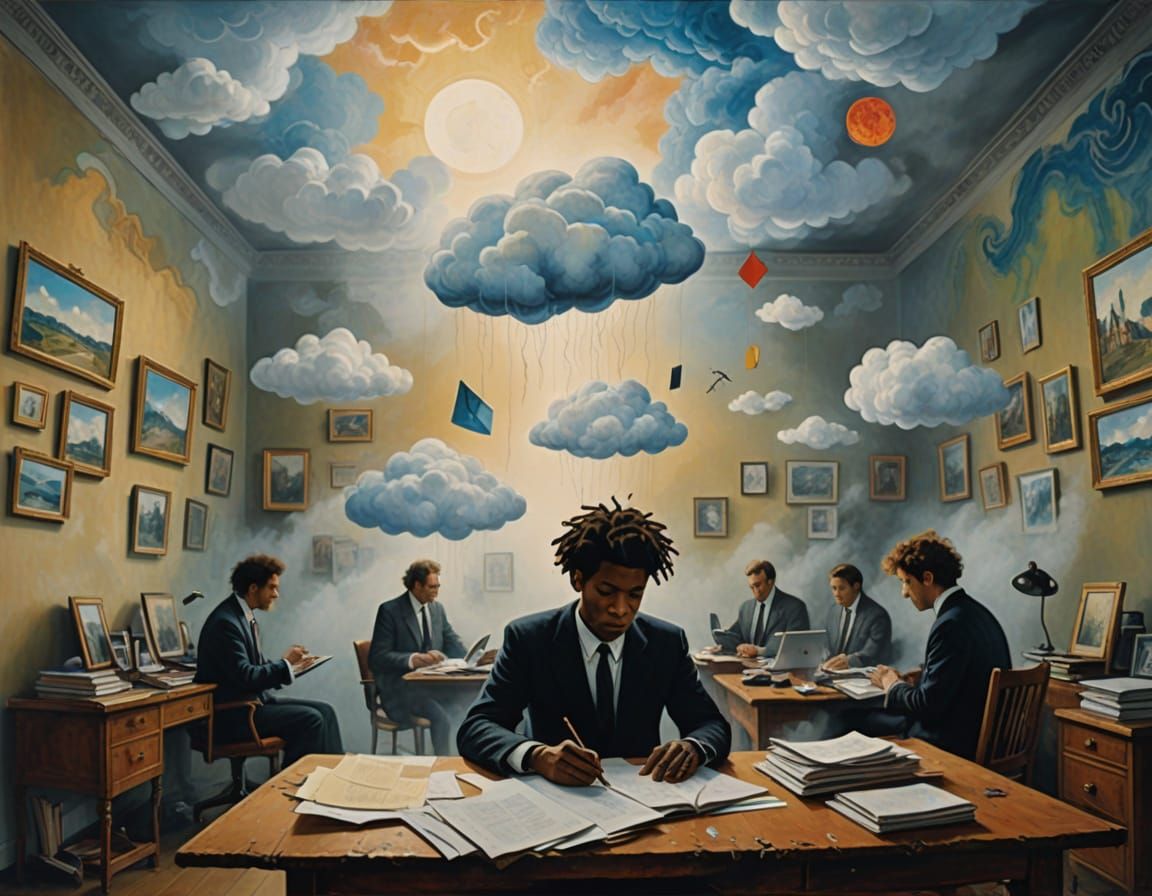 Weightless Office: Surrealism in Dreamlike Soft Focus