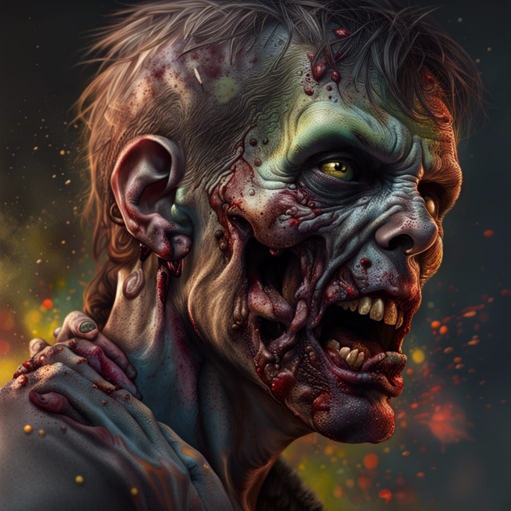 Hyperrealistic Zombie Concept Art with Dramatic Lighting