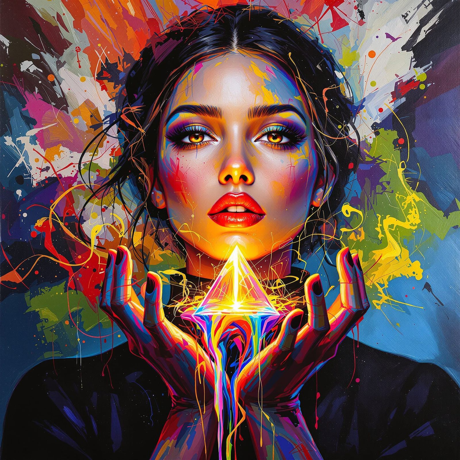 Expressionist Portrait with Prism of Light