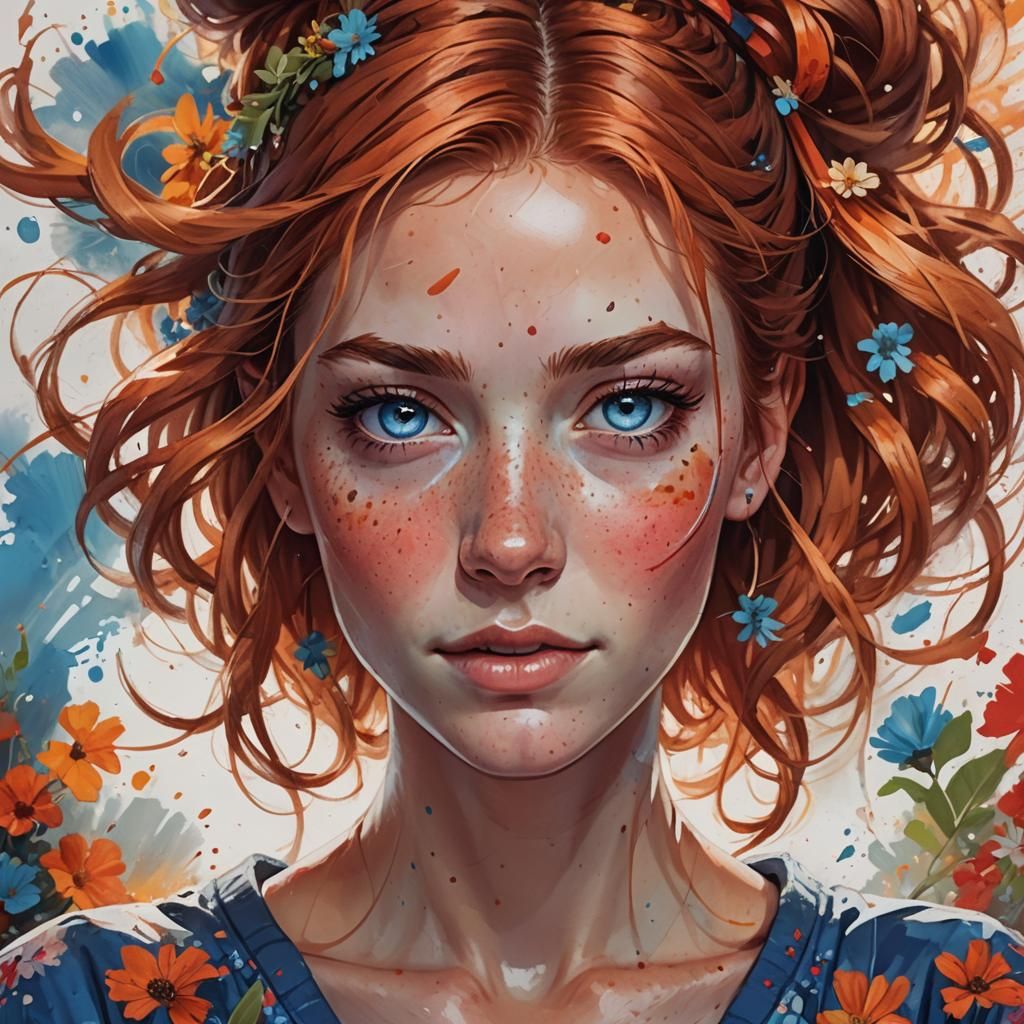 Expressive Portrait of a Redhead in Artgerm Style