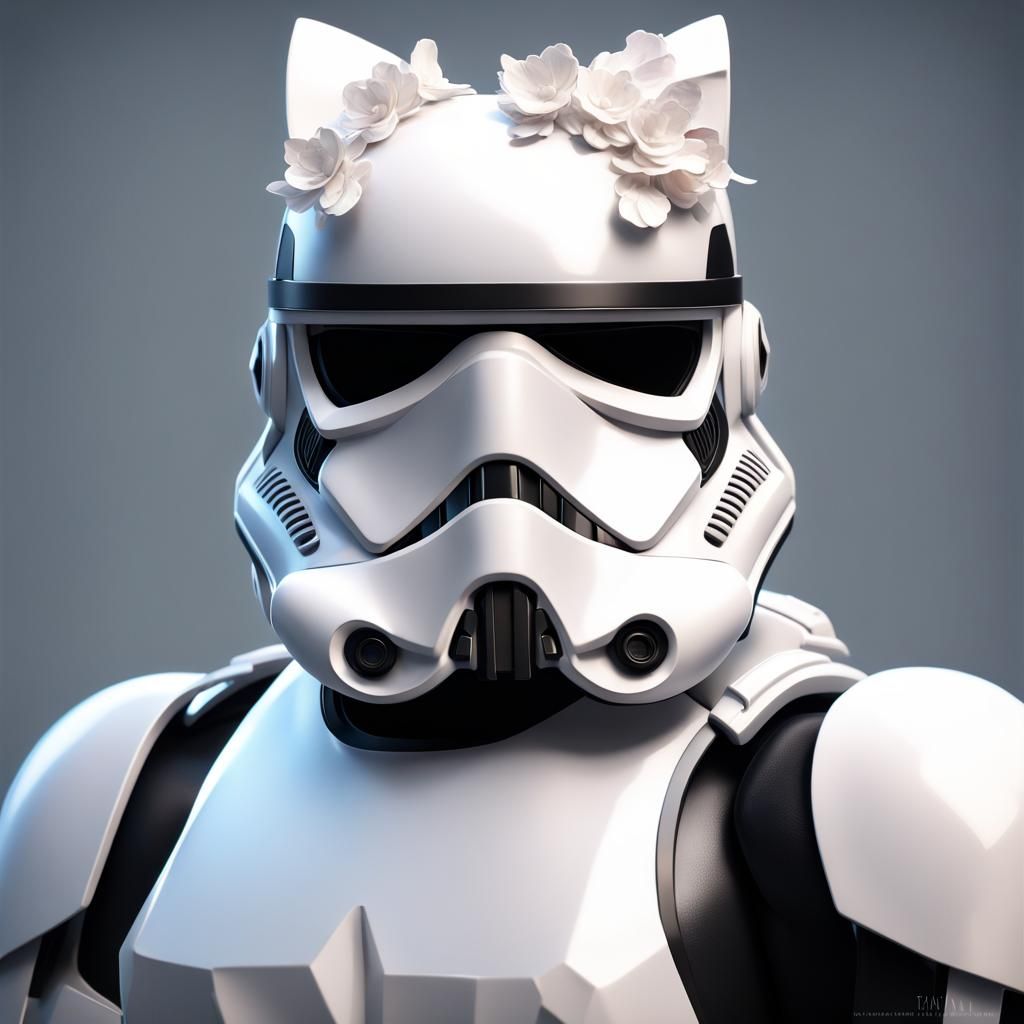 Stormtrooper Helmet with Cat Ears: Detailed Matte Painting