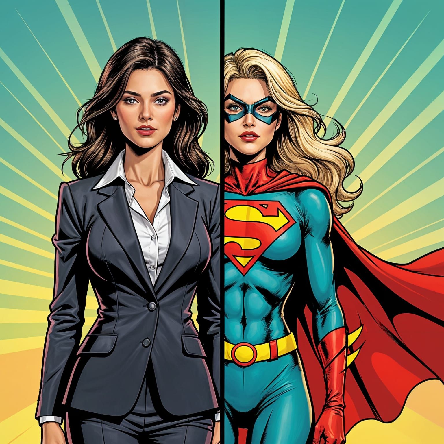 Split Screen: Secretary and Super Heroine