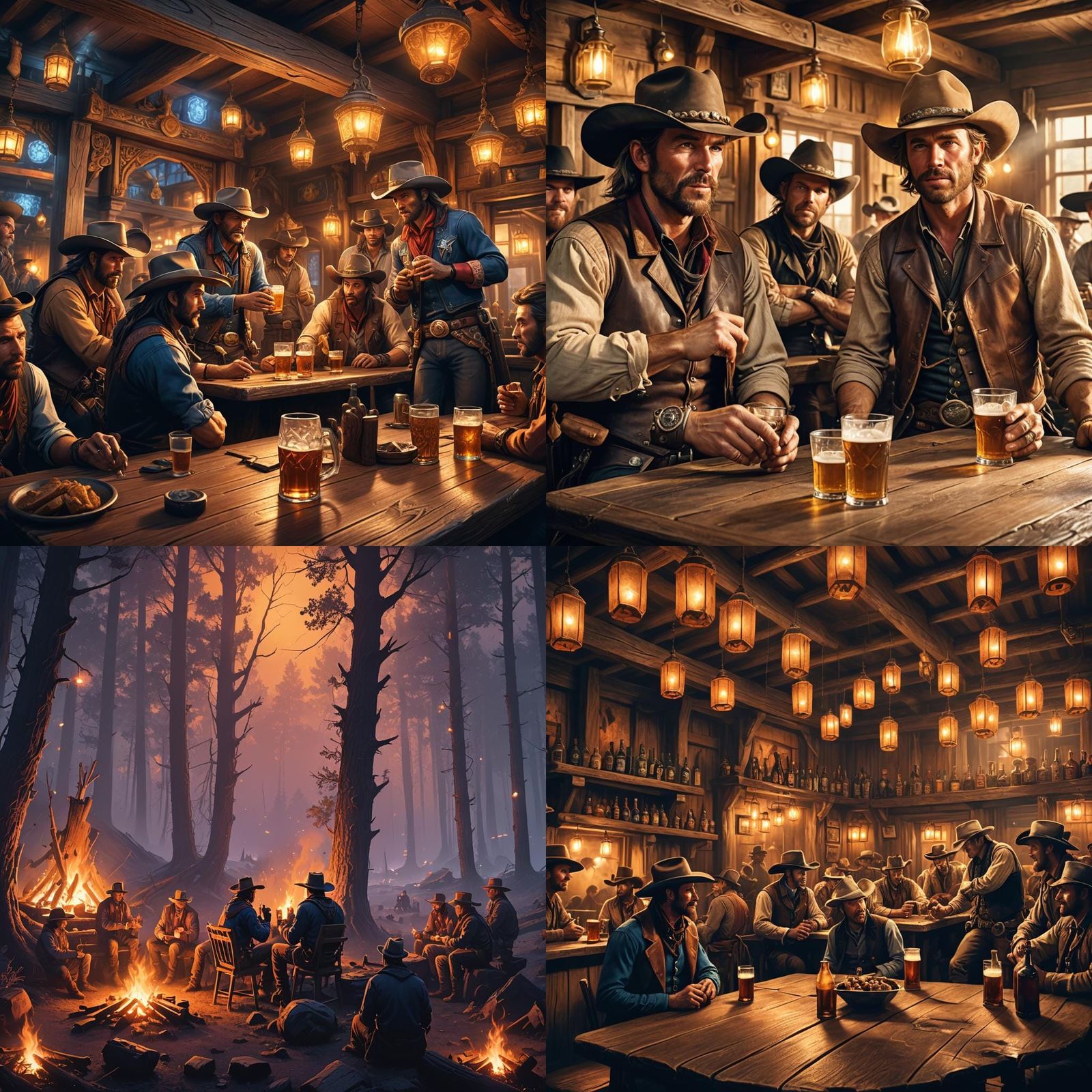 Cowboys Drinking Beer: Detailed Matte Painting