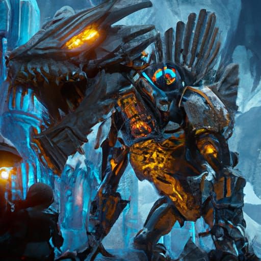 Cyborg Dragon in Detailed Matte Painting